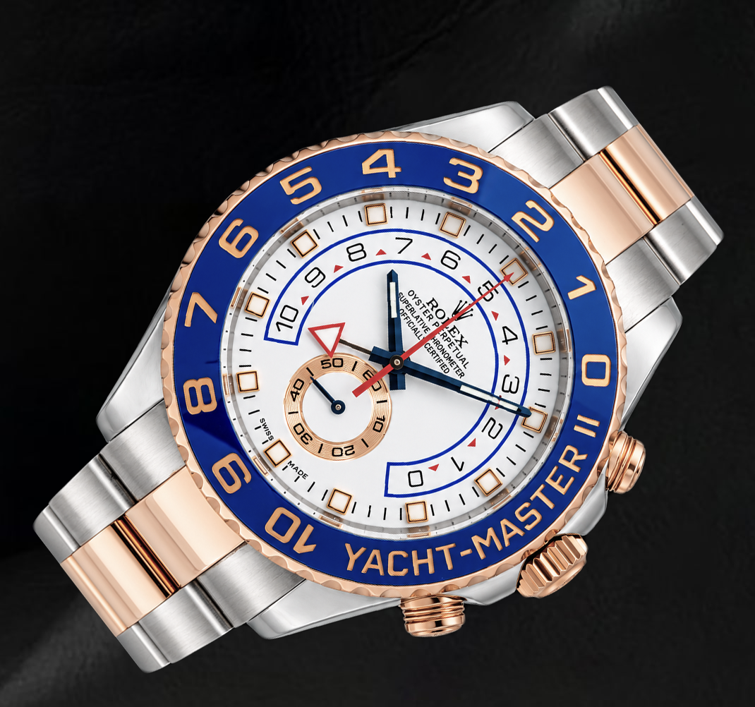 Rolex Yacht Master II 116681 44mm White Dial Blue Ceramic Bezel Two Tone Watch