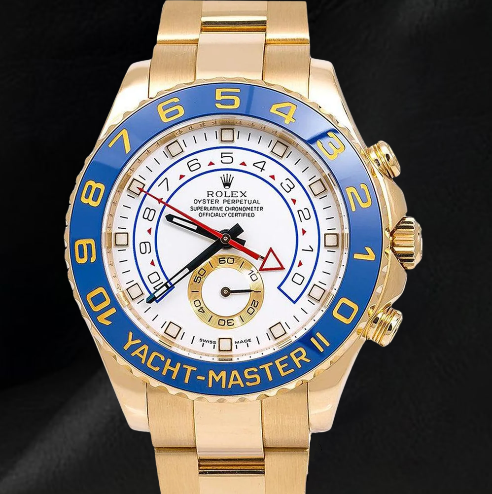 Rolex Yacht Master II 116688 White Dial 44mm Blue Ceramic Bezel Yellow Gold Watch 18K