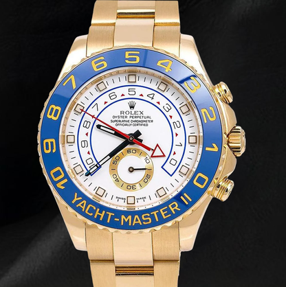 Rolex Yacht Master II 116688 White Dial 44mm Blue Ceramic Bezel Yellow Gold Watch 18K