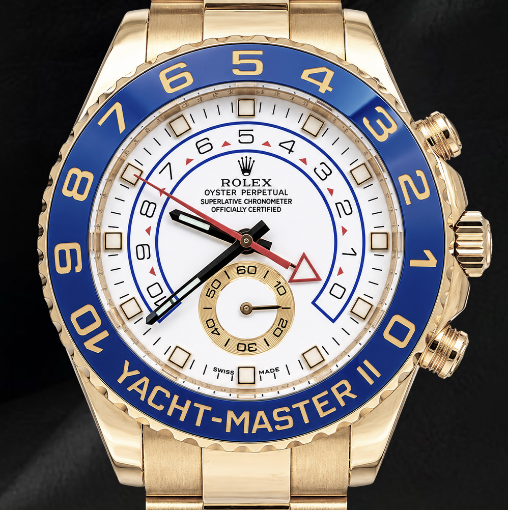 Rolex Yacht Master II 116688 White Dial 44mm Blue Ceramic Bezel Yellow Gold Watch 18K