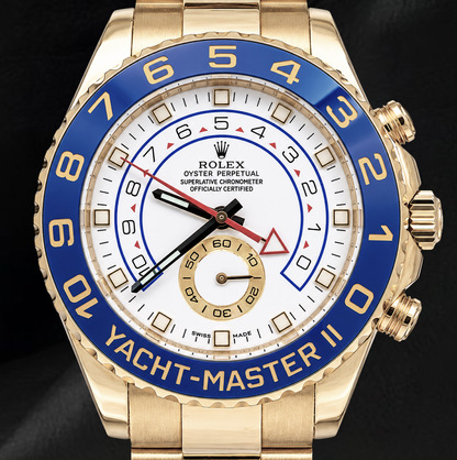Rolex Yacht Master II 116688 White Dial 44mm Blue Ceramic Bezel Yellow Gold Watch 18K