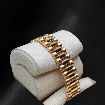 Rolex Yellow Gold Presidential 28mm Silver Diamond Dial Watch