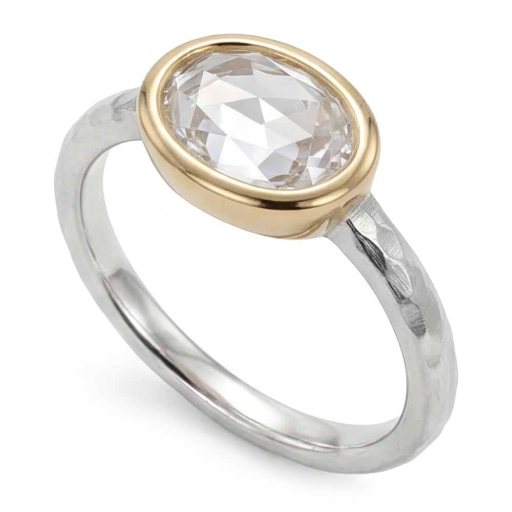 Rose Cut Brilliant Diamond Solitaire Engagement Ring 1.50 ct