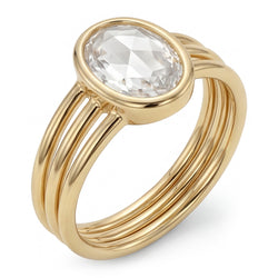 Rose Cut Single Stone Ring – Brilliant Diamond 3 ct 14K Yellow