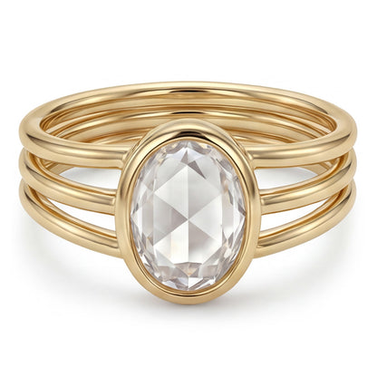 Rose Cut Single Stone Ring – Brilliant Diamond 3 ct 14K Yellow