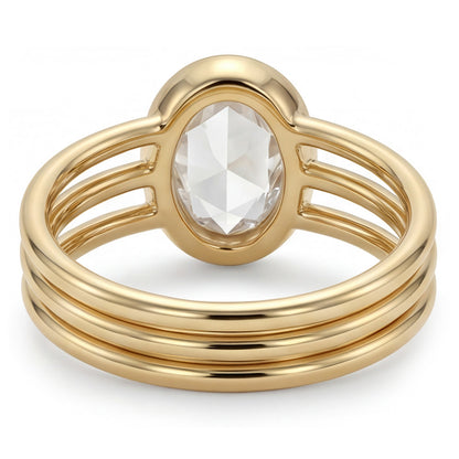 Rose Cut Single Stone Ring – Brilliant Diamond 3 ct 14K Yellow