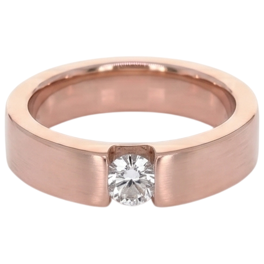 Rose Gold 10K Tension Set Round Men's Ring 0.75 Carats Diamond