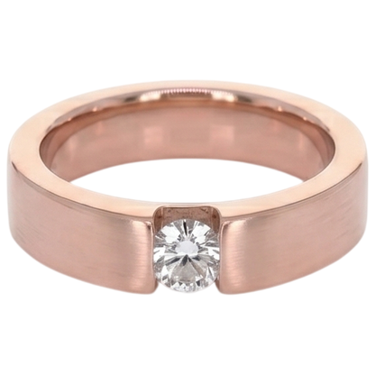 Rose Gold 10K Tension Set Round Men's Ring 0.75 Carats Diamond