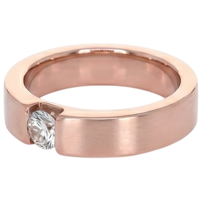 Rose Gold 10K Tension Set Round Men's Ring 0.75 Carats Diamond