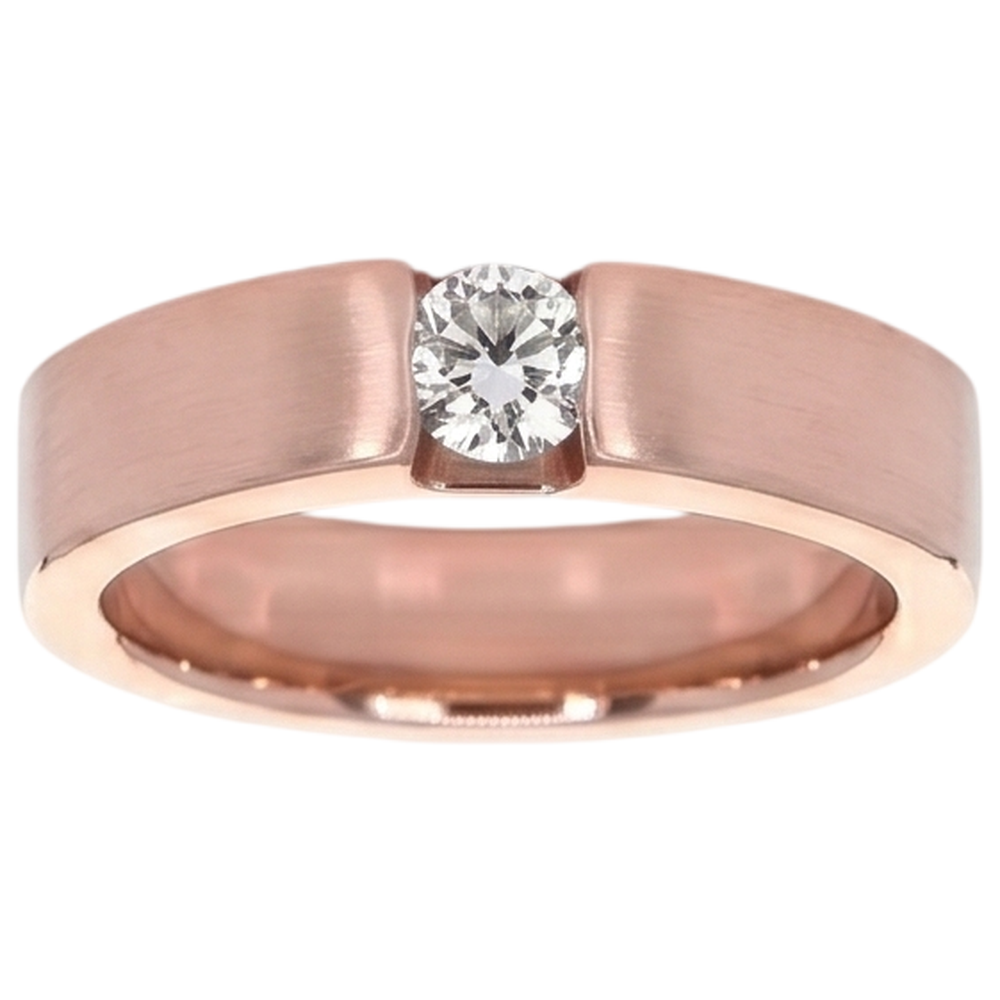 Rose Gold 10K Tension Set Round Men's Ring 0.75 Carats Diamond