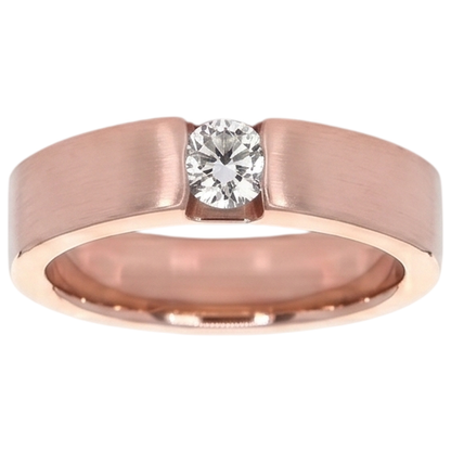 Rose Gold 10K Tension Set Round Men's Ring 0.75 Carats Diamond