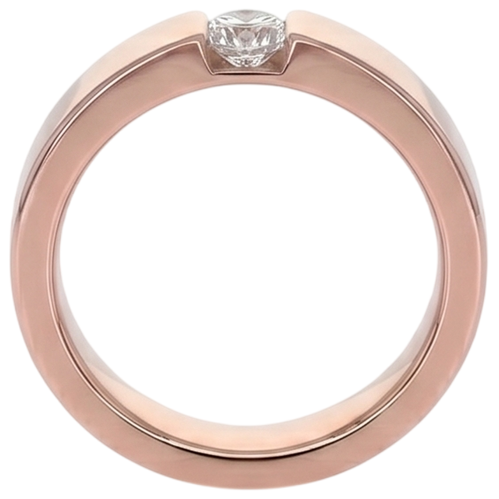 Rose Gold 10K Tension Set Round Men's Ring 0.75 Carats Diamond