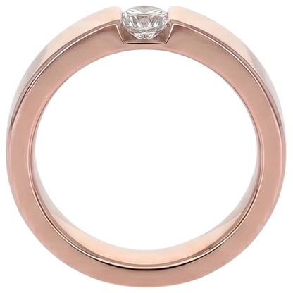 Rose Gold 10K Tension Set Round Men's Ring 0.75 Carats Diamond