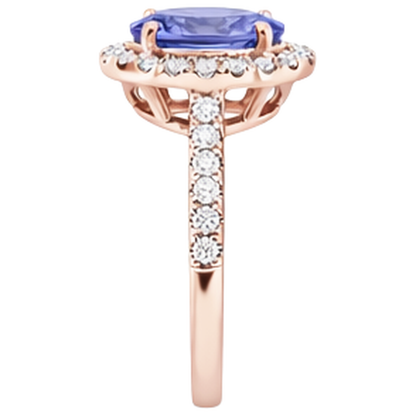 Rose Gold 14K 15.40 Carats Tanzanite With Natural Earth Mined Diamonds Ring New