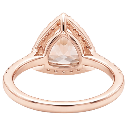 Rose Gold 14K 16.75 Ct Trillion Morganite And Round Natural Earth Mined Diamonds Ring