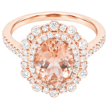 Rose Gold 14K 18 Ct Morganite With Natural Earth Mined Diamonds Wedding Ring New