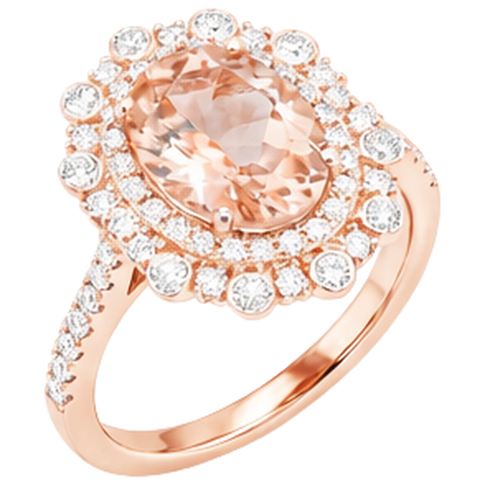 Rose Gold 14K 18 Ct Morganite With Natural Earth Mined Diamonds Wedding Ring New