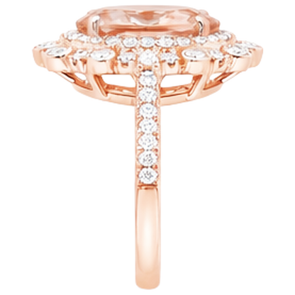 Rose Gold 14K 18 Ct Morganite With Natural Earth Mined Diamonds Wedding Ring New
