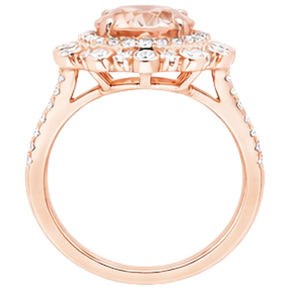 Rose Gold 14K 18 Ct Morganite With Natural Earth Mined Diamonds Wedding Ring New