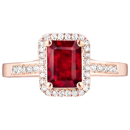 Rose Gold 14K Emerald Cut Red Ruby And Natural Earth Mined Diamond Wedding Ring 5 Ct