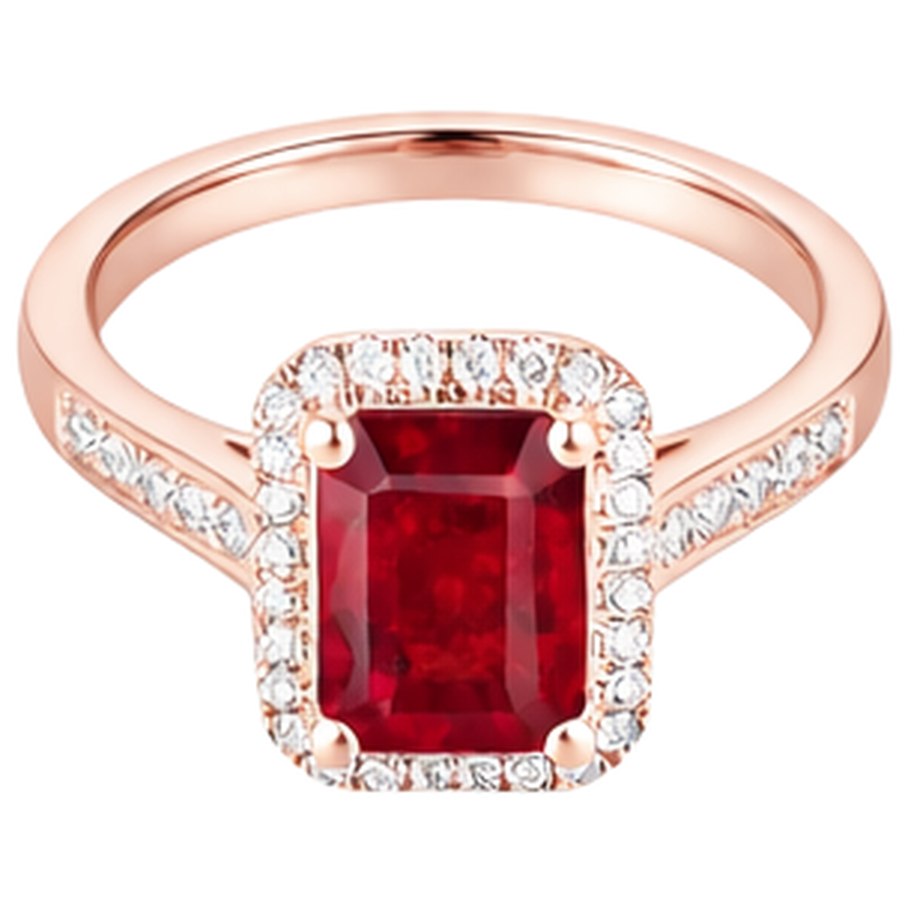 Rose Gold 14K Emerald Cut Red Ruby And Natural Earth Mined Diamond Wedding Ring 5 Ct