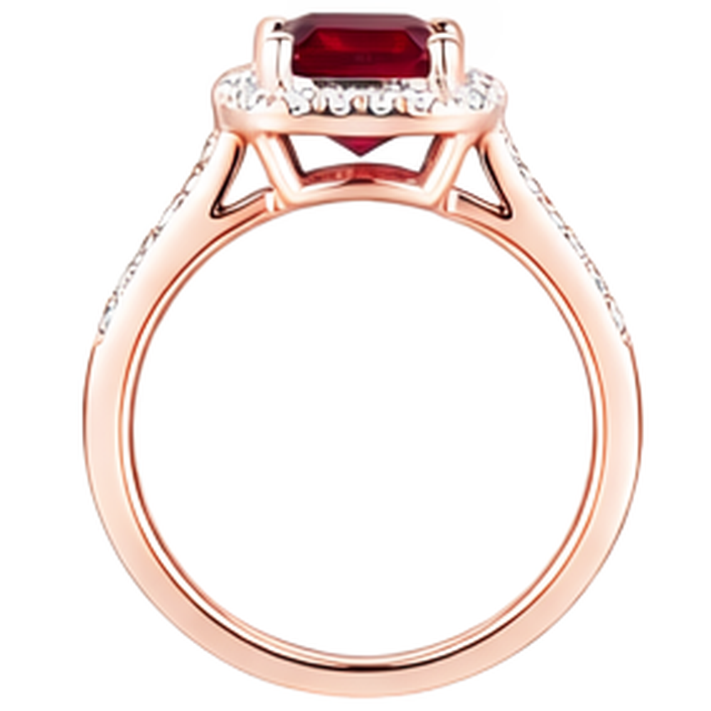 Rose Gold 14K Emerald Cut Red Ruby And Natural Earth Mined Diamond Wedding Ring 5 Ct