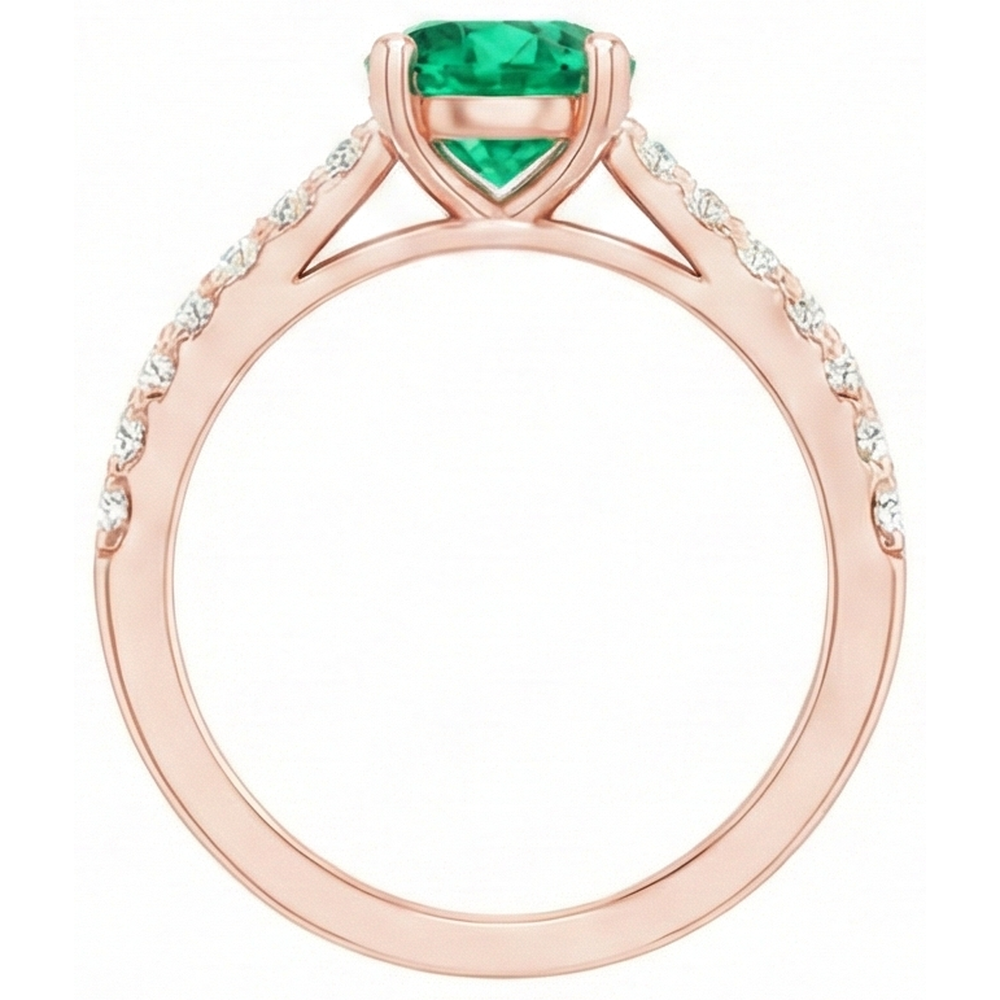 Rose Gold 14K Green Emerald GIA 2.50 Carats Natural Earth Mined Diamonds Anniversary Ring New