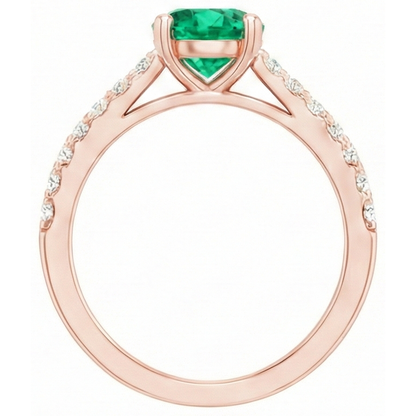 Rose Gold 14K Green Emerald GIA 2.50 Carats Natural Earth Mined Diamonds Anniversary Ring New
