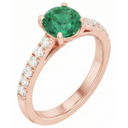 Rose Gold 14K Green Emerald GIA 2.50 Carats Natural Earth Mined Diamonds Anniversary Ring New