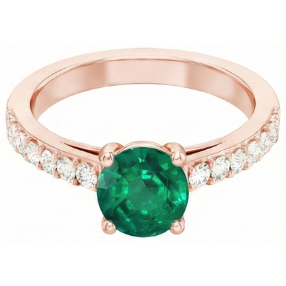 Rose Gold 14K Green Emerald GIA 2.50 Carats Natural Earth Mined Diamonds Anniversary Ring New
