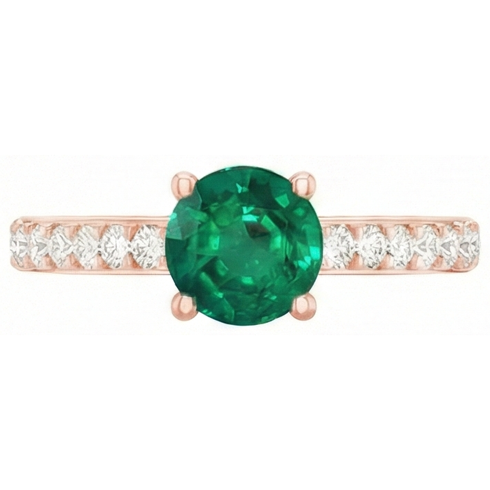 Rose Gold 14K Green Emerald GIA 2.50 Carats Natural Earth Mined Diamonds Anniversary Ring New