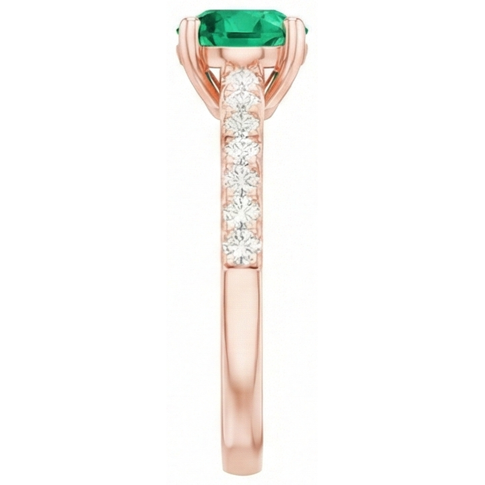 Rose Gold 14K Green Emerald GIA 2.50 Carats Natural Earth Mined Diamonds Anniversary Ring New