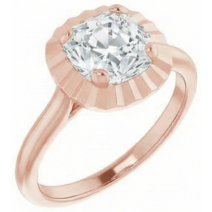 Rose Gold 4 Carat Cushion Natural Earth Mined Diamond Ring