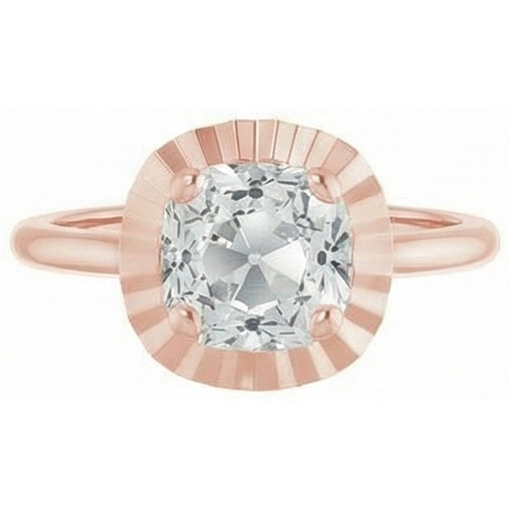 Rose Gold 4 Carat Cushion Natural Earth Mined Diamond Ring