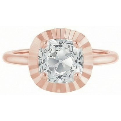 Rose Gold 4 Carat Cushion Natural Earth Mined Diamond Ring