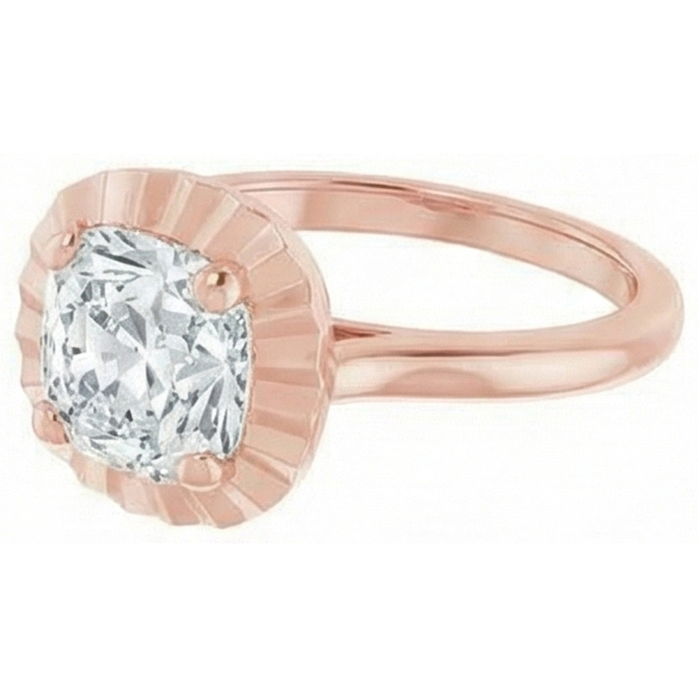 Rose Gold 4 Carat Cushion Natural Earth Mined Diamond Ring