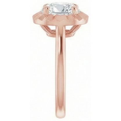 Rose Gold 4 Carat Cushion Natural Earth Mined Diamond Ring