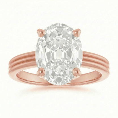 Rose Gold 6 Carat Old Miner Real Natural Earth Mined Diamond Ring