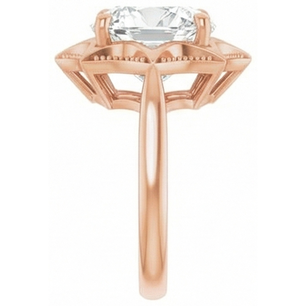 Rose Gold Cushion Old Cut Prong Set Mined Natural Real Diamond ( Not Lab Grown ) Ring 5 Carats