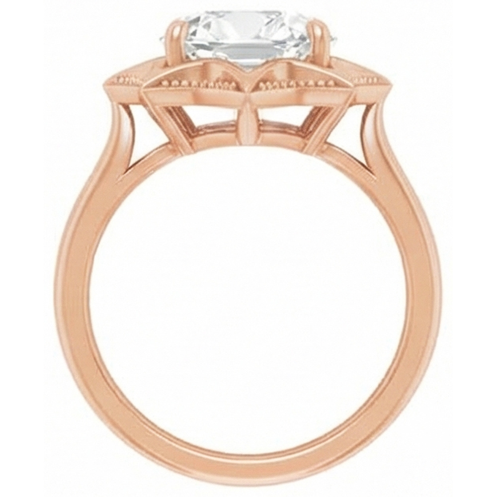 Rose Gold Cushion Old Cut Prong Set Mined Natural Real Diamond ( Not Lab Grown ) Ring 5 Carats
