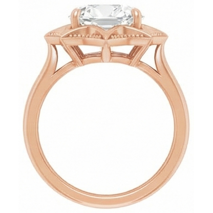 Rose Gold Cushion Old Cut Prong Set Mined Natural Real Diamond ( Not Lab Grown ) Ring 5 Carats