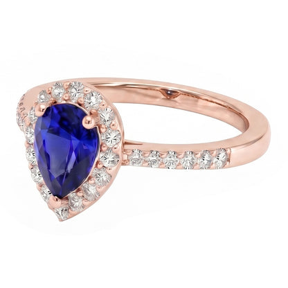 Rose Gold Halo Wedding Ring Ceylon Sapphire & Natural Earth Mined Diamonds 4 Carats