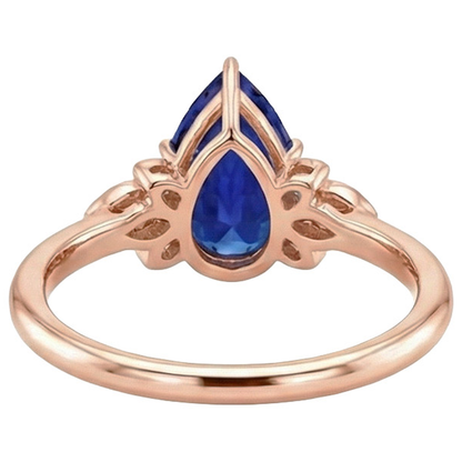 Rose Gold Natural Earth Mined Diamond Engagement Ring Pear Cut Ceylon Sapphire 7.25 Carats