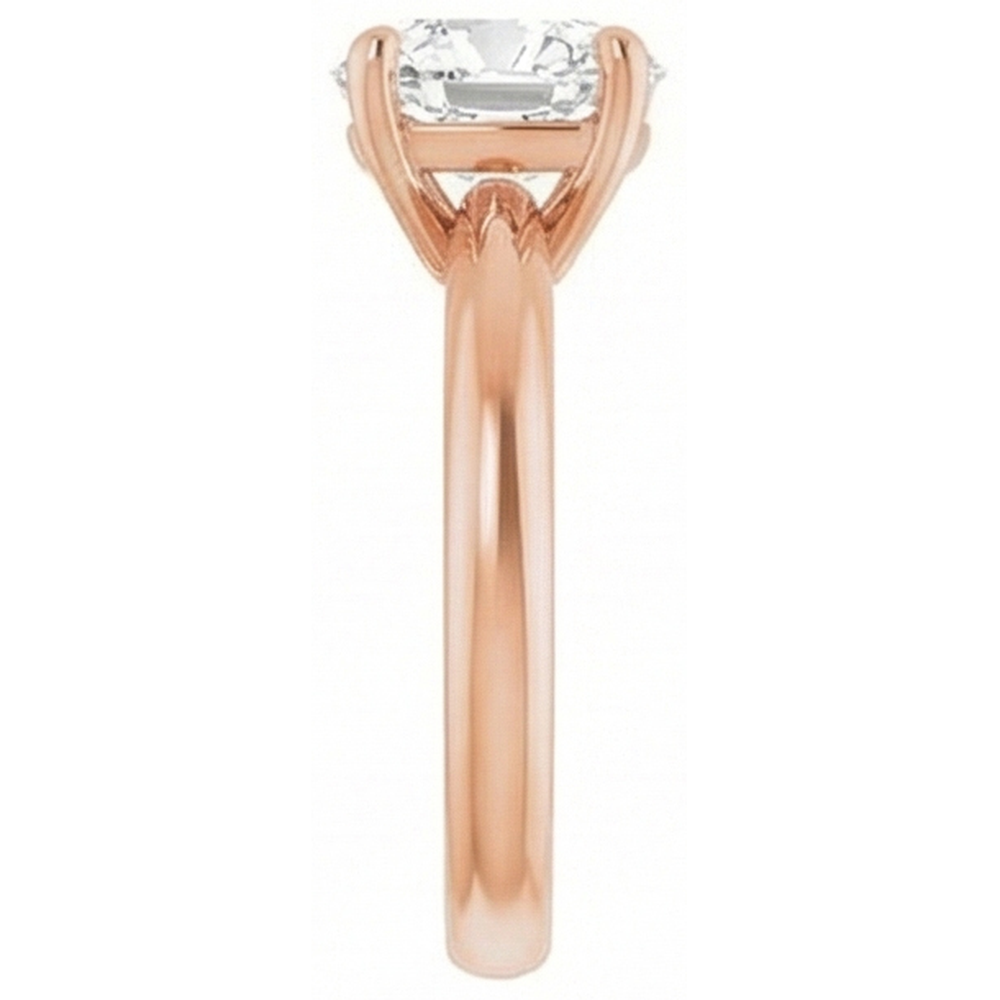 Rose Gold Old Cut Cushion Solitaire Engagement Ring 5 Carats Genuine Natural Real Diamond ( Not Lab Grown )