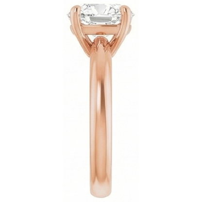Rose Gold Old Cut Cushion Solitaire Engagement Ring 5 Carats Genuine Natural Real Diamond ( Not Lab Grown )