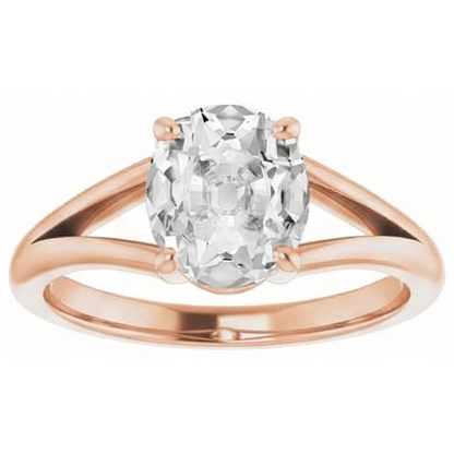 Rose Gold Oval Mined Natural Real Diamond ( Not Lab Grown ) Old Cut Split Shank Ring 4.50 Carats