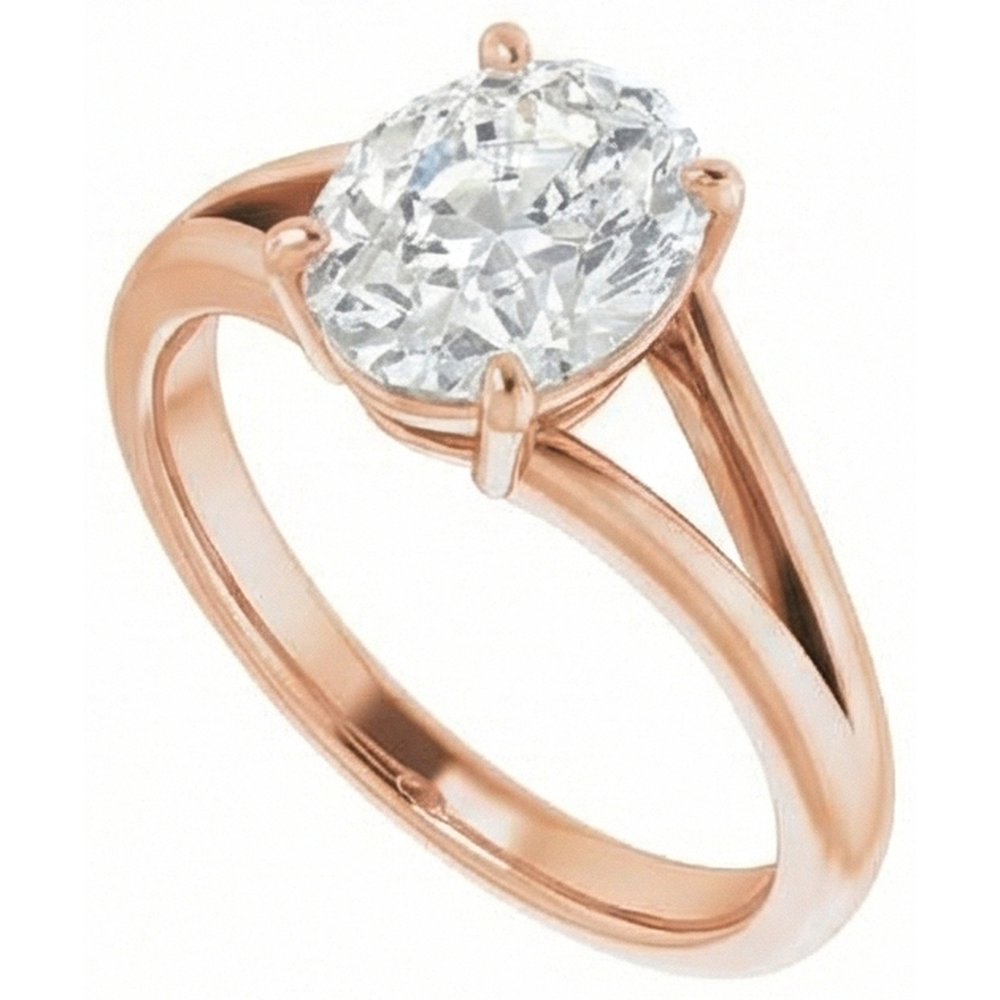 Rose Gold Oval Mined Natural Real Diamond ( Not Lab Grown ) Old Cut Split Shank Ring 4.50 Carats