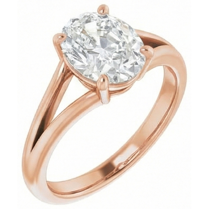 Rose Gold Oval Mined Natural Real Diamond ( Not Lab Grown ) Old Cut Split Shank Ring 4.50 Carats