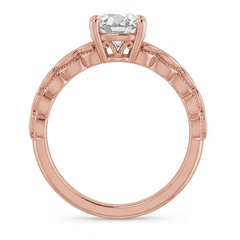 Rose Gold Solitaire Ring Oval Old Mine Cut Real Natural Earth Mined Diamond 3.25 Carats
