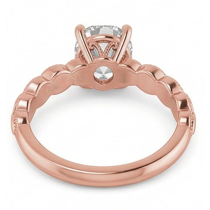 Rose Gold Solitaire Ring Oval Old Mine Cut Real Natural Earth Mined Diamond 3.25 Carats